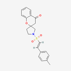 molecular formula C21H21NO4S B2869071 (E)-1'-((4-甲基苯乙烯基)磺酰基)螺[色满-2,3'-吡咯烷]-4-酮 CAS No. 1448139-89-6