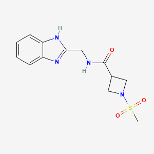 molecular formula C13H16N4O3S B2869081 N-((1H-benzo[d]imidazol-2-yl)methyl)-1-(methylsulfonyl)azetidine-3-carboxamide CAS No. 1428372-75-1
