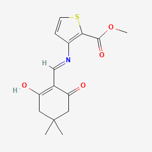 molecular formula C15H17NO4S B2869096 Methyl 3-{[(4,4-dimethyl-2,6-dioxocyclohexylidene)methyl]amino}thiophene-2-carboxylate CAS No. 857039-92-0