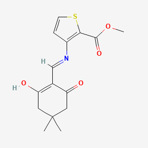 molecular formula C15H17NO4S B2869096 3-{[(4,4-二甲基-2,6-二氧代环己亚甲基)甲基]氨基}噻吩-2-甲酸甲酯 CAS No. 857039-92-0