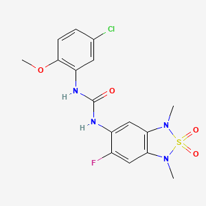 molecular formula C16H16ClFN4O4S B2869098 1-(5-Chloro-2-methoxyphenyl)-3-(6-fluoro-1,3-dimethyl-2,2-dioxido-1,3-dihydrobenzo[c][1,2,5]thiadiazol-5-yl)urea CAS No. 2034242-95-8