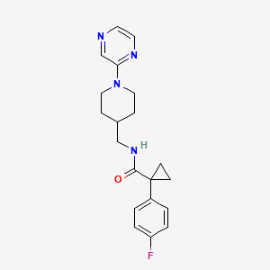 molecular formula C20H23FN4O B2869103 1-(4-fluorophenyl)-N-((1-(pyrazin-2-yl)piperidin-4-yl)methyl)cyclopropanecarboxamide CAS No. 1396715-63-1