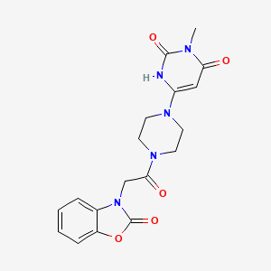 molecular formula C18H19N5O5 B2869105 3-Methyl-6-[4-[2-(2-oxo-1,3-benzoxazol-3-yl)acetyl]piperazin-1-yl]-1H-pyrimidine-2,4-dione CAS No. 2310013-55-7