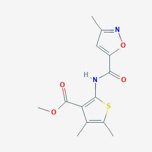 molecular formula C13H14N2O4S B2869107 Methyl 4,5-dimethyl-2-(3-methylisoxazole-5-carboxamido)thiophene-3-carboxylate CAS No. 946205-23-8
