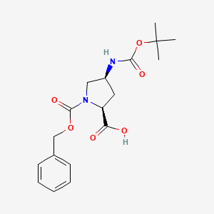 molecular formula C18H24N2O6 B2869109 (2S,4S)-1-(Benzyloxycarbonyl)-4-(tert-butoxycarbonylamino)pyrrolidine-2-carboxylic acid CAS No. 281666-44-2