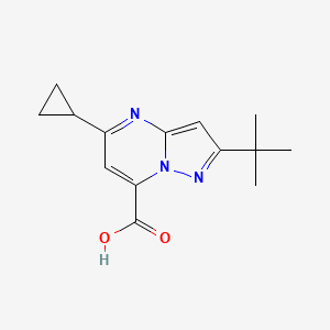 molecular formula C14H17N3O2 B2869111 2-Tert-butyl-5-cyclopropylpyrazolo[1,5-a]pyrimidine-7-carboxylic acid CAS No. 1797893-42-5