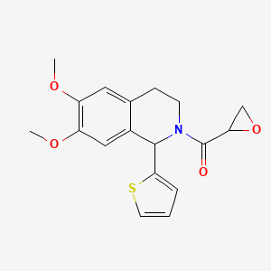 molecular formula C18H19NO4S B2869112 (6,7-Dimethoxy-1-thiophen-2-yl-3,4-dihydro-1H-isoquinolin-2-yl)-(oxiran-2-yl)methanone CAS No. 2411257-48-0