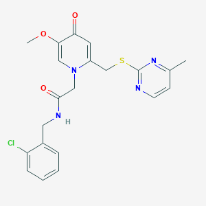 molecular formula C21H21ClN4O3S B2869114 N-(2-chlorobenzyl)-2-(5-methoxy-2-(((4-methylpyrimidin-2-yl)thio)methyl)-4-oxopyridin-1(4H)-yl)acetamide CAS No. 920200-54-0