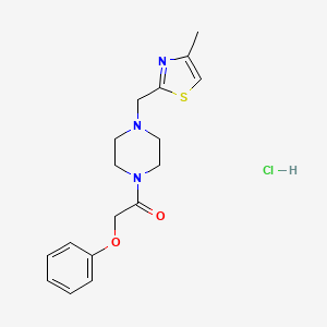 molecular formula C17H22ClN3O2S B2869115 1-(4-((4-甲基噻唑-2-基)甲基)哌嗪-1-基)-2-苯氧基乙酮盐酸盐 CAS No. 1215744-55-0