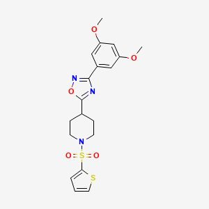 molecular formula C19H21N3O5S2 B2869120 4-[3-(3,5-Dimethoxyphenyl)-1,2,4-oxadiazol-5-yl]-1-(2-thienylsulfonyl)piperidine CAS No. 946294-20-8