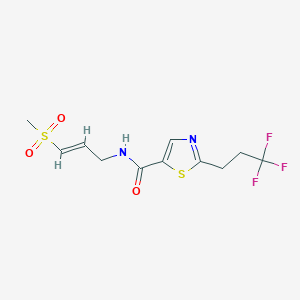 molecular formula C11H13F3N2O3S2 B2869126 N-[(E)-3-Methylsulfonylprop-2-enyl]-2-(3,3,3-trifluoropropyl)-1,3-thiazole-5-carboxamide CAS No. 2305571-68-8