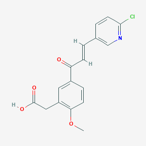 molecular formula C17H14ClNO4 B2869127 2-[5-[(E)-3-(6-Chloropyridin-3-yl)prop-2-enoyl]-2-methoxyphenyl]acetic acid CAS No. 1608351-04-7
