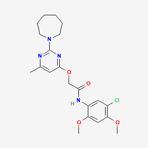 molecular formula C21H27ClN4O4 B2869128 2-((2-(azepan-1-yl)-6-methylpyrimidin-4-yl)oxy)-N-(5-chloro-2,4-dimethoxyphenyl)acetamide CAS No. 1031962-38-5