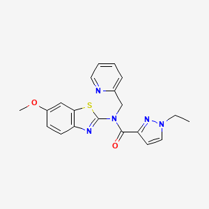 molecular formula C20H19N5O2S B2869133 1-乙基-N-(6-甲氧基苯并[d]噻唑-2-基)-N-(吡啶-2-基甲基)-1H-吡唑-3-甲酰胺 CAS No. 1170000-27-7