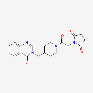 molecular formula C20H22N4O4 B2869134 1-[2-Oxo-2-[4-[(4-oxoquinazolin-3-yl)methyl]piperidin-1-yl]ethyl]pyrrolidine-2,5-dione CAS No. 2380068-17-5