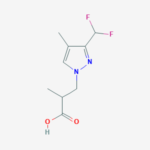 molecular formula C9H12F2N2O2 B2869137 3-[3-(difluoromethyl)-4-methyl-1H-pyrazol-1-yl]-2-methylpropanoic acid CAS No. 1856096-20-2