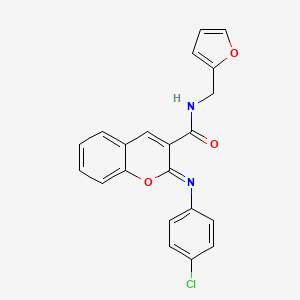 (2Z)-2-[(4-chlorophenyl)imino]-N-(furan-2-ylmethyl)-2H-chromene-3-carboxamide