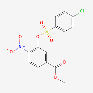 molecular formula C14H10ClNO7S B2869144 Methyl 3-(((4-chlorophenyl)sulfonyl)oxy)-4-nitrobenzenecarboxylate CAS No. 297149-80-5