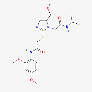 molecular formula C19H26N4O5S B2869145 N-(2,4-dimethoxyphenyl)-2-((5-(hydroxymethyl)-1-(2-(isopropylamino)-2-oxoethyl)-1H-imidazol-2-yl)thio)acetamide CAS No. 921523-85-5
