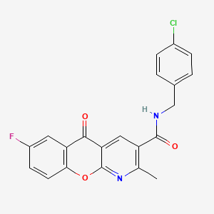 molecular formula C21H14ClFN2O3 B2869148 N-(4-chlorobenzyl)-7-fluoro-2-methyl-5-oxo-5H-chromeno[2,3-b]pyridine-3-carboxamide CAS No. 338778-25-9