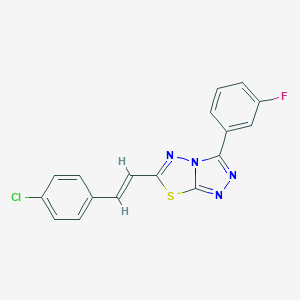 molecular formula C17H10ClFN4S B286915 6-[2-(4-Chlorophenyl)vinyl]-3-(3-fluorophenyl)[1,2,4]triazolo[3,4-b][1,3,4]thiadiazole 