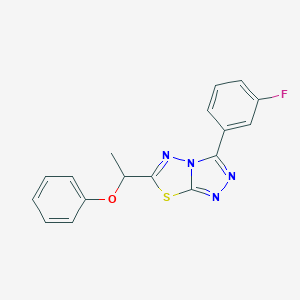 molecular formula C17H13FN4OS B286916 1-[3-(3-Fluorophenyl)[1,2,4]triazolo[3,4-b][1,3,4]thiadiazol-6-yl]ethyl phenyl ether 