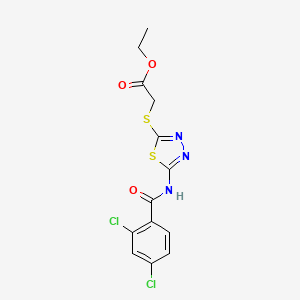 molecular formula C13H11Cl2N3O3S2 B2869162 2-((5-(2,4-二氯苯甲酰氨基)-1,3,4-噻二唑-2-基)硫代)乙酸乙酯 CAS No. 392318-42-2