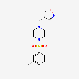 molecular formula C17H23N3O3S B2869173 4-((4-((3,4-Dimethylphenyl)sulfonyl)piperazin-1-yl)methyl)-5-methylisoxazole CAS No. 2034491-19-3