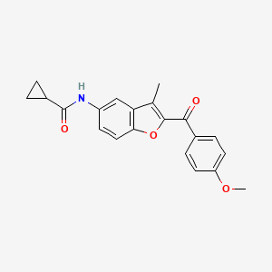 molecular formula C21H19NO4 B2869176 N-{2-[(4-甲氧基苯基)羰基]-3-甲基-1-苯并呋喃-5-基}环丙烷甲酰胺 CAS No. 929472-13-9