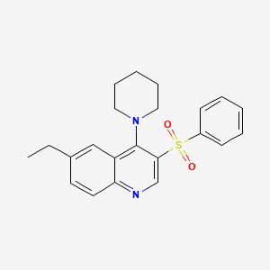 molecular formula C22H24N2O2S B2869187 3-(Benzenesulfonyl)-6-ethyl-4-piperidin-1-ylquinoline CAS No. 866811-71-4