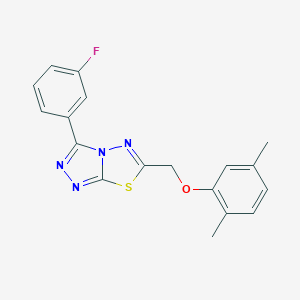 molecular formula C18H15FN4OS B286919 2,5-Dimethylphenyl [3-(3-fluorophenyl)[1,2,4]triazolo[3,4-b][1,3,4]thiadiazol-6-yl]methyl ether 