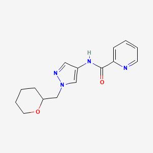 molecular formula C15H18N4O2 B2869217 N-(1-((tetrahydro-2H-pyran-2-yl)methyl)-1H-pyrazol-4-yl)picolinamide CAS No. 2034528-81-7