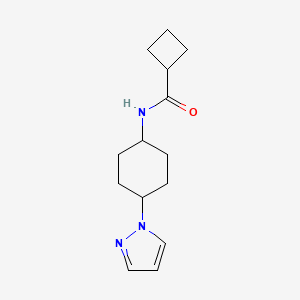 molecular formula C14H21N3O B2869218 N-[4-(1H-pyrazol-1-yl)cyclohexyl]cyclobutanecarboxamide CAS No. 2097863-87-9