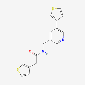 molecular formula C16H14N2OS2 B2869229 2-(thiophen-3-yl)-N-((5-(thiophen-3-yl)pyridin-3-yl)methyl)acetamide CAS No. 1798674-35-7