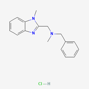 molecular formula C17H20ClN3 B2869246 N-benzyl-N-methyl-1-(1-methyl-1H-benzo[d]imidazol-2-yl)methanamine hydrochloride CAS No. 1215620-90-8