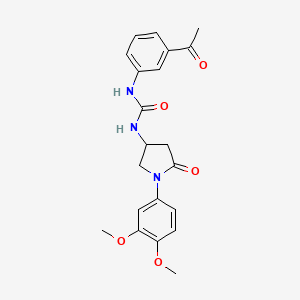 molecular formula C21H23N3O5 B2869261 1-(3-Acetylphenyl)-3-[1-(3,4-dimethoxyphenyl)-5-oxopyrrolidin-3-yl]urea CAS No. 894019-54-6
