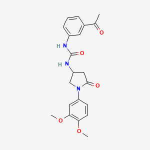 molecular formula C21H23N3O5 B2869261 1-(3-乙酰苯基)-3-[1-(3,4-二甲氧基苯基)-5-氧代吡咯烷-3-基]脲 CAS No. 894019-54-6