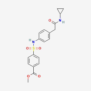 molecular formula C19H20N2O5S B2869275 methyl 4-(N-(4-(2-(cyclopropylamino)-2-oxoethyl)phenyl)sulfamoyl)benzoate CAS No. 1396629-53-0