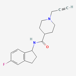 molecular formula C18H21FN2O B2869281 N-(5-fluoro-2,3-dihydro-1H-inden-1-yl)-1-(prop-2-yn-1-yl)piperidine-4-carboxamide CAS No. 1333794-13-0