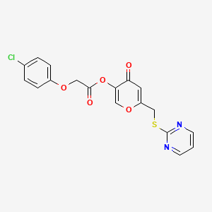 [4-Oxo-6-(pyrimidin-2-ylsulfanylmethyl)pyran-3-yl] 2-(4-chlorophenoxy)acetate