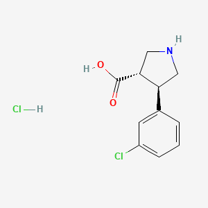 molecular formula C11H13Cl2NO2 B2869294 (3S,4R)-4-(3-Chlorophenyl)pyrrolidine-3-carboxylic acid;hydrochloride CAS No. 1284228-59-6