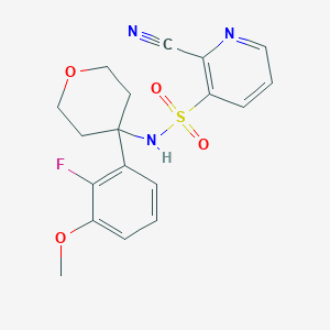 molecular formula C18H18FN3O4S B2869298 2-Cyano-N-[4-(2-fluoro-3-methoxyphenyl)oxan-4-yl]pyridine-3-sulfonamide CAS No. 2223856-03-7