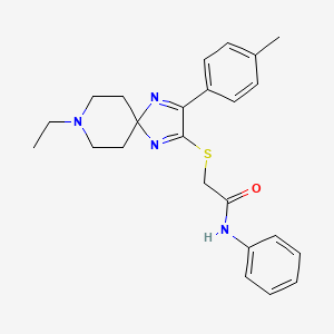 molecular formula C24H28N4OS B2869309 2-((8-ethyl-3-(p-tolyl)-1,4,8-triazaspiro[4.5]deca-1,3-dien-2-yl)thio)-N-phenylacetamide CAS No. 1189859-31-1