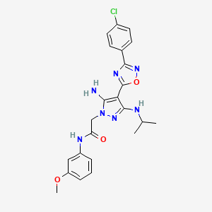 molecular formula C23H24ClN7O3 B2869311 2-(5-amino-4-(3-(4-chlorophenyl)-1,2,4-oxadiazol-5-yl)-3-(isopropylamino)-1H-pyrazol-1-yl)-N-(3-methoxyphenyl)acetamide CAS No. 1170029-62-5