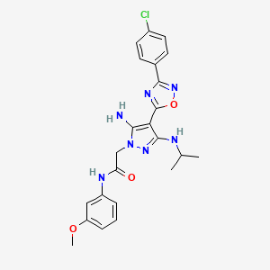 molecular formula C23H24ClN7O3 B2869311 2-(5-氨基-4-(3-(4-氯苯基)-1,2,4-恶二唑-5-基)-3-(异丙氨基)-1H-吡唑-1-基)-N-(3-甲氧基苯基)乙酰胺 CAS No. 1170029-62-5