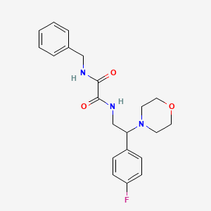 molecular formula C21H24FN3O3 B2869317 N1-苄基-N2-(2-(4-氟苯基)-2-吗啉乙基)草酰胺 CAS No. 942012-51-3