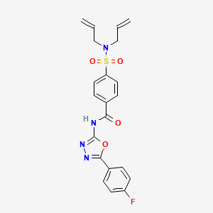 molecular formula C21H19FN4O4S B2869328 4-(N,N-diallylsulfamoyl)-N-(5-(4-fluorophenyl)-1,3,4-oxadiazol-2-yl)benzamide CAS No. 533869-48-6