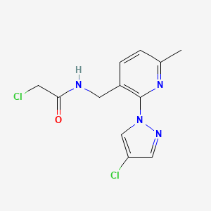 2-Chloro-N-[[2-(4-chloropyrazol-1-yl)-6-methylpyridin-3-yl]methyl]acetamide