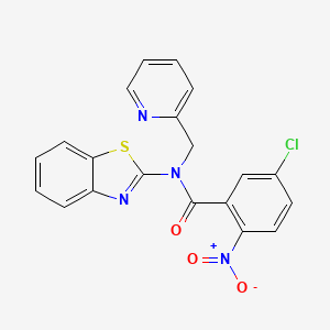 molecular formula C20H13ClN4O3S B2869340 N-(benzo[d]thiazol-2-yl)-5-chloro-2-nitro-N-(pyridin-2-ylmethyl)benzamide CAS No. 886903-71-5