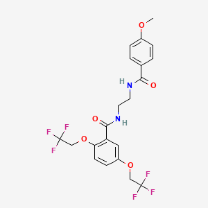 molecular formula C21H20F6N2O5 B2869345 N-[2-[[4-甲氧基苯甲酰]氨基]乙基]-2,5-双[2,2,2-三氟乙氧基]苯甲酰胺 CAS No. 338404-43-6